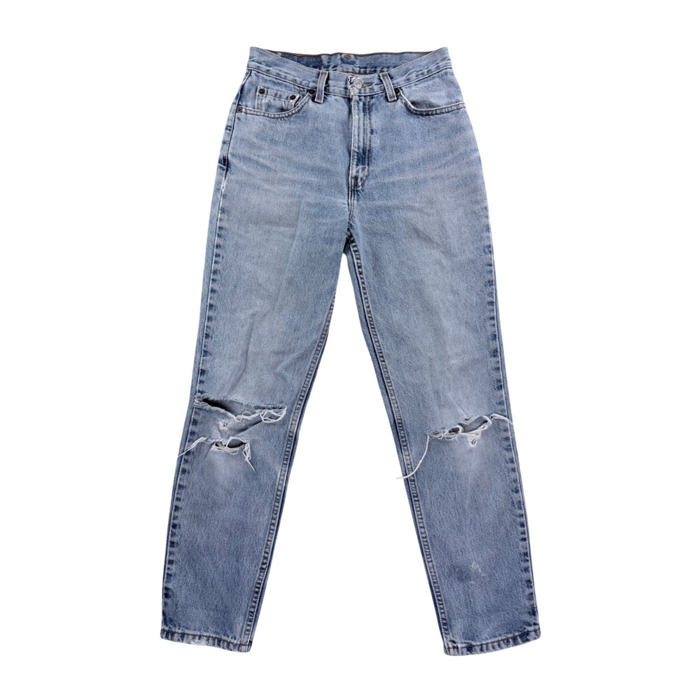 Levi's 512 Slim Fit Tapered Leg Jeans Women 6S Light Blue Distressed Y2K